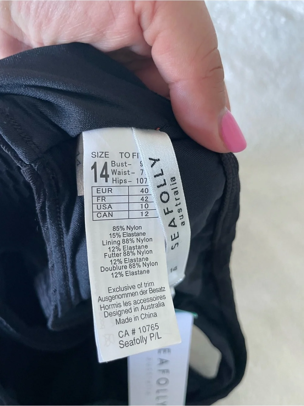 Seafolly La Luna Black Textured Knot-Front Bandeau Bikini Top